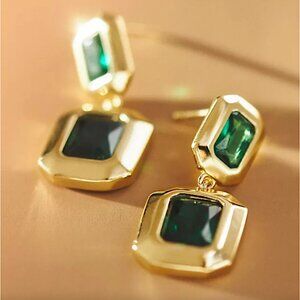 New ~ Anthropologie Shashi Isabelle Emerald Drop Earrings
